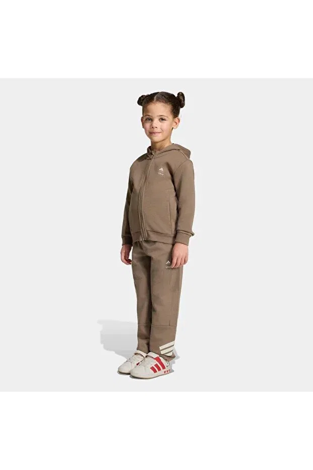 Детские спортивные штаны для девочек из полиэстера Adidas, Khaki / Off-White