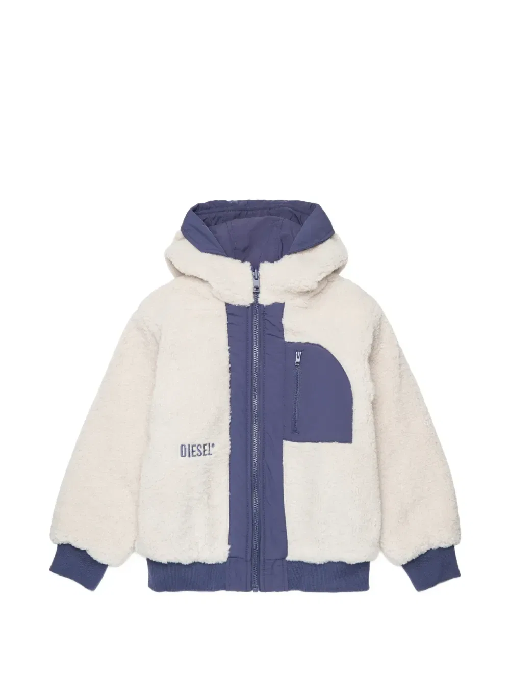 Двусторонняя куртка с капюшоном из плюша Diesel Kids, белый