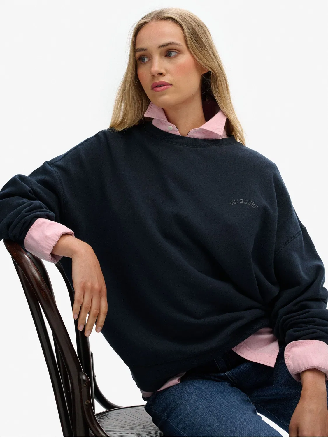 Свитшот с вышивкой Essential Logo Superdry, синий