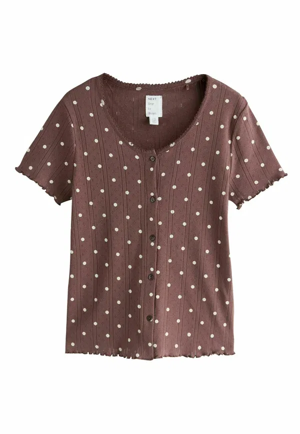 Пижамный комплект из хлопка, Regular fit pointelle short pyjamas set, Next, chocolate brown spot, коричневый/шоколадный — фото 2