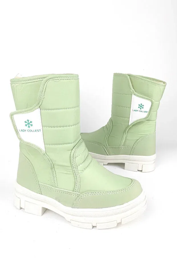 Детские снежные ботинки для девочек водонепроницаемые K20 thermal waterproof velcro girl's snow boots Zerenyus, Green — фото 3