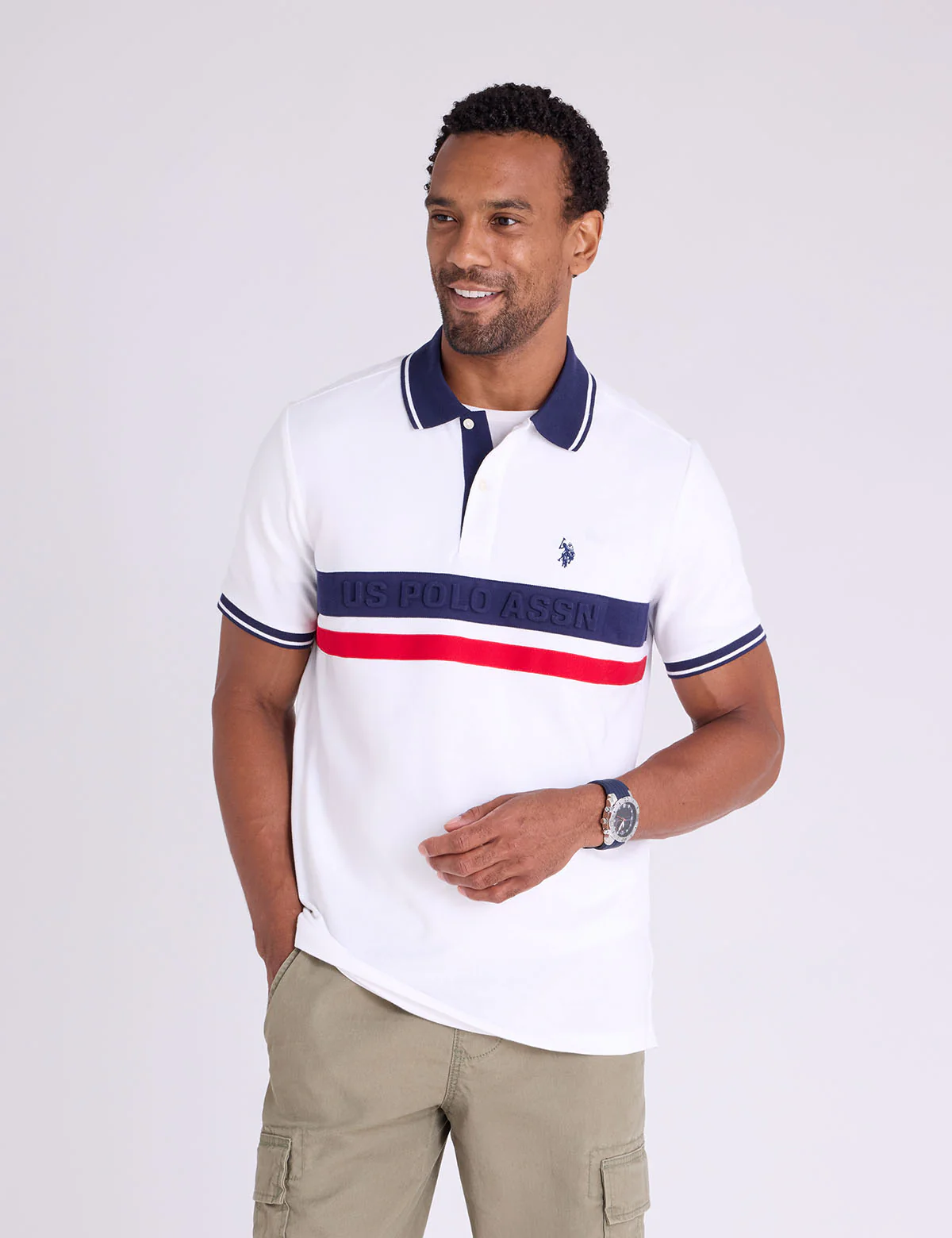 

Футболка U.S. Polo Assn Embossed Wordmark Pique, белый