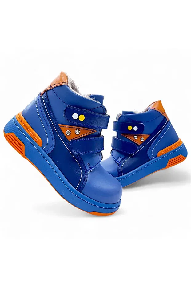 Детские ботинки для мальчиков ортопедические с мехом Beebron, Benetton Orange