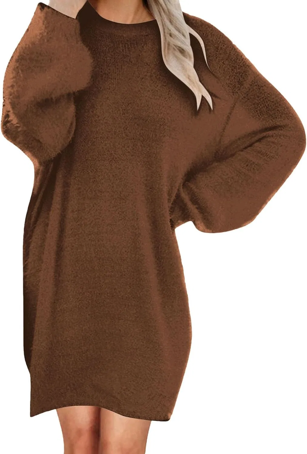 Женское свободное платье-свитер с фонариками, Brown