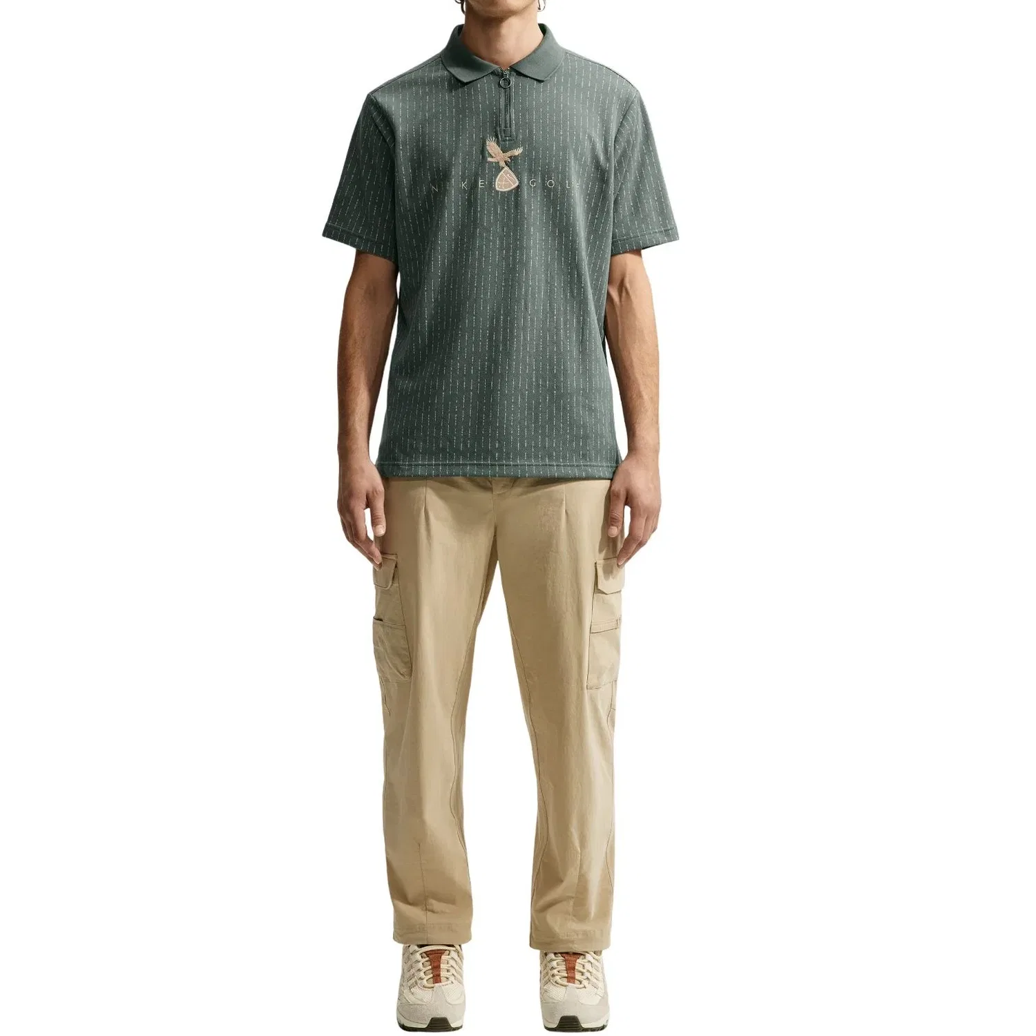 Мужское поло для гольфа с принтом Nike Fairway Fresh Dri-FIT Camo Green Jade Horizon Limestone, зеленый — фото 2