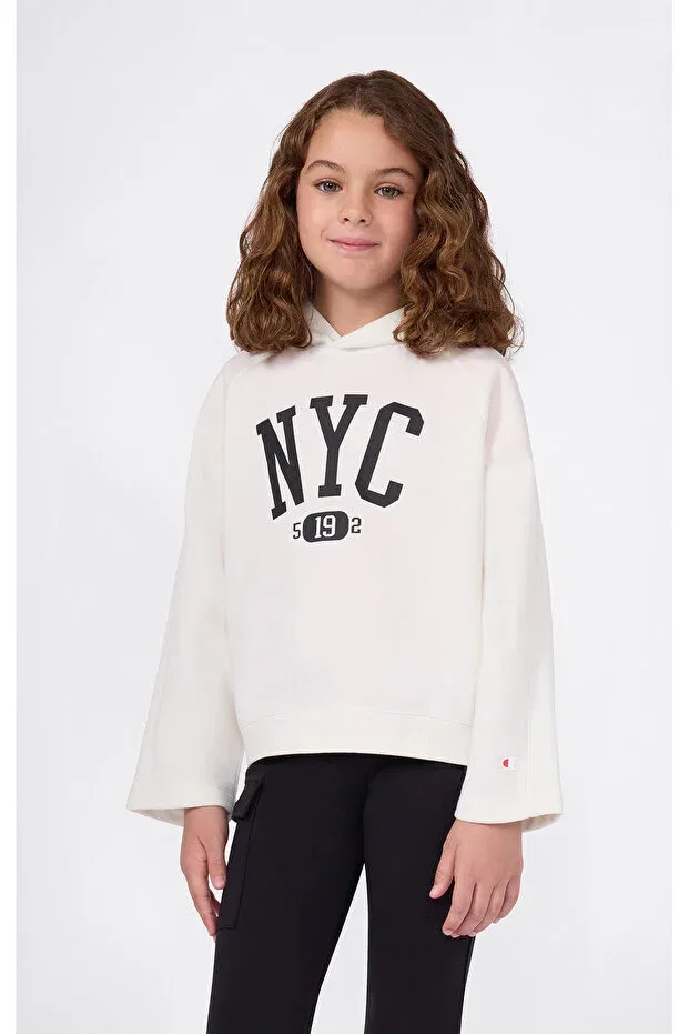 Детское худи для девочек с принтом College Dream Hooded Sweatshirt Champion, White-30