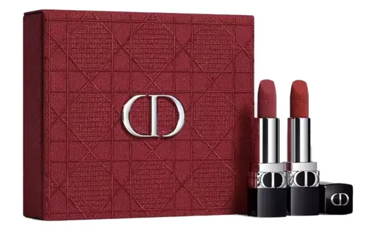 Женский комплект помад с бархатной текстурой Vivid Blue Gold Velvet Lipstick Duo, DIOR, Красный — фото 4