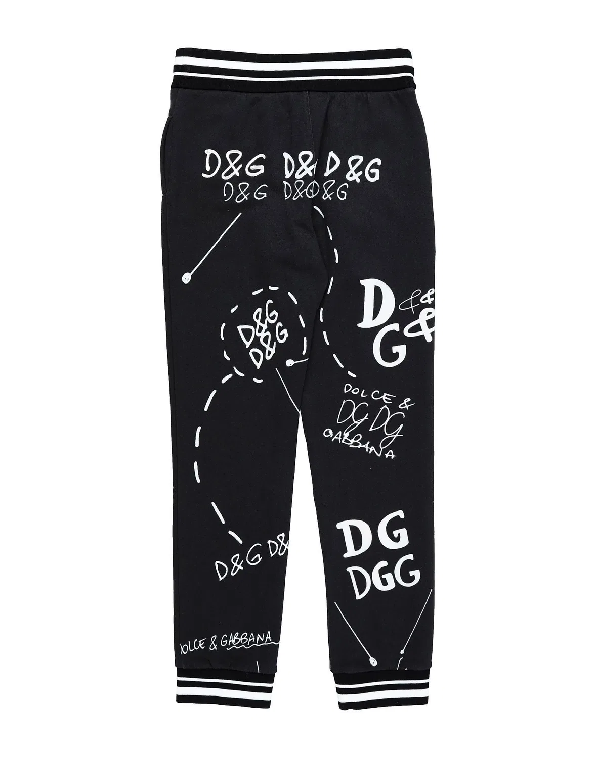 Детские штаны для мальчиков из футера с логотипом Dolce&Gabbana, черный — фото 2
