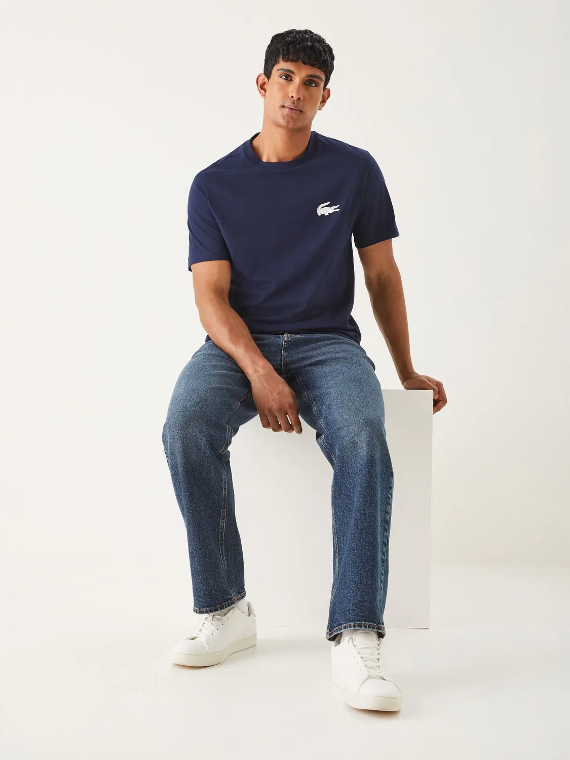 Футболка с принтом крокодила Lacoste, темно-синий — фото 2