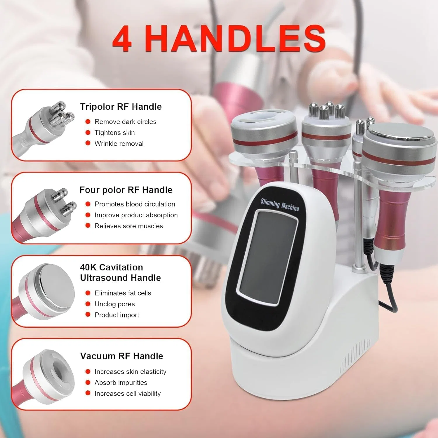 4-in-1 Body Shaper RF Cavity Vacuum Beauty Machine, Elitzia, для рук, талии, живота, подтяжка — фото 3
