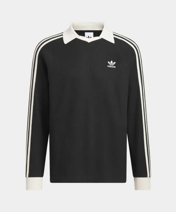 Тренировочная куртка, длинный рукав, поло, Adidas, черный