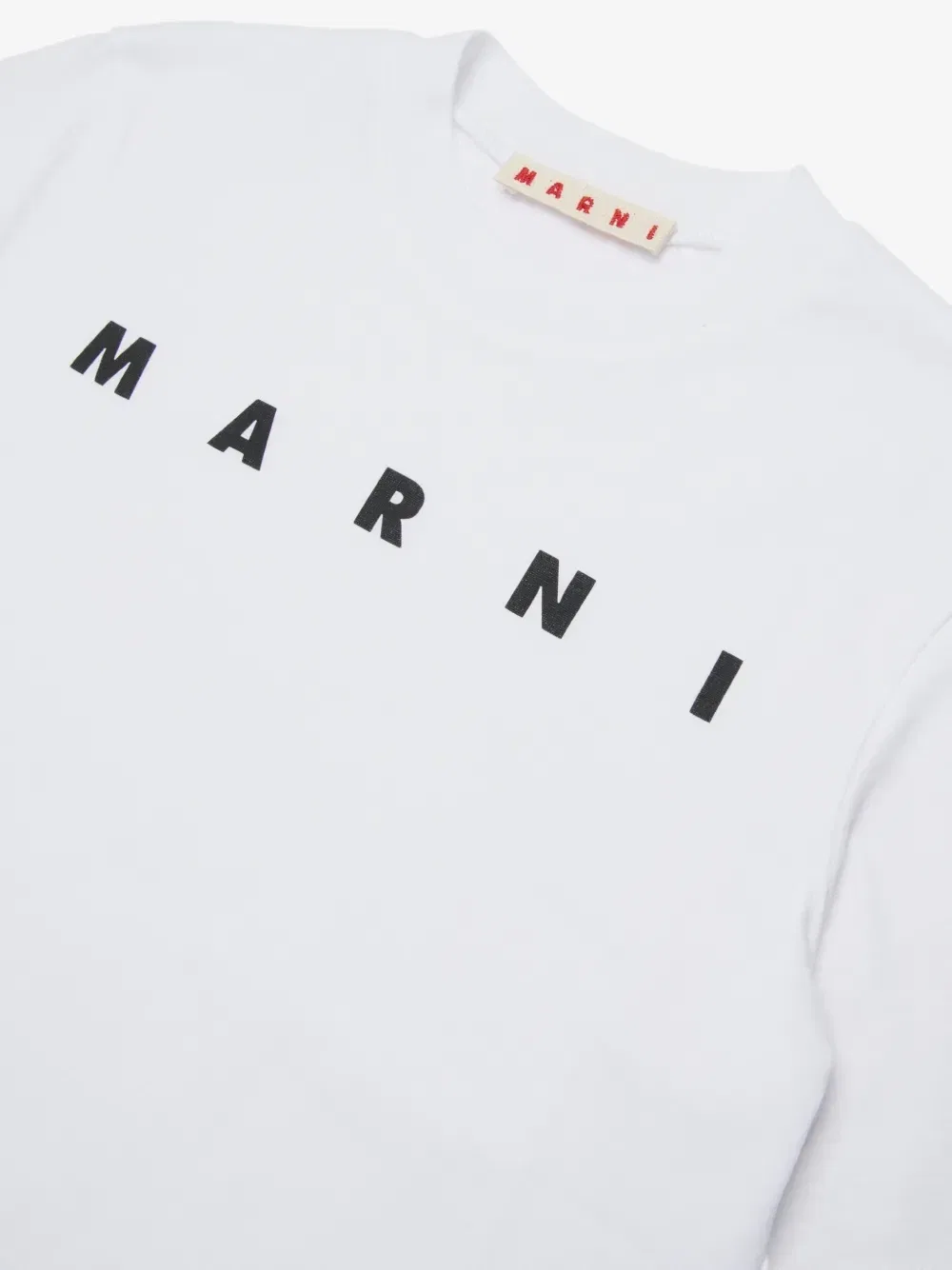 Футболка хлопковая с принтом логотипа Marni Kids, белый — фото 3