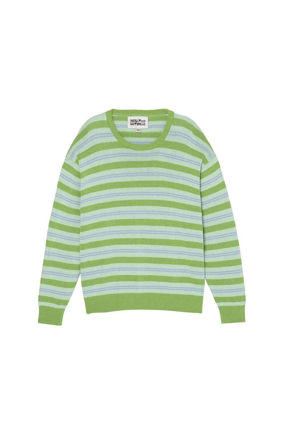 Полосатый джемпер из хлопка и льна ZARA, Greens — фото 3