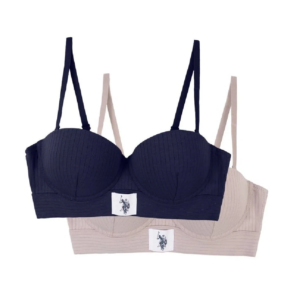 Женский комплект бюстгальтеров U.S. Polo Assn. Push Up Ribbed Cotton Span, 2 шт, темно-синий/серый