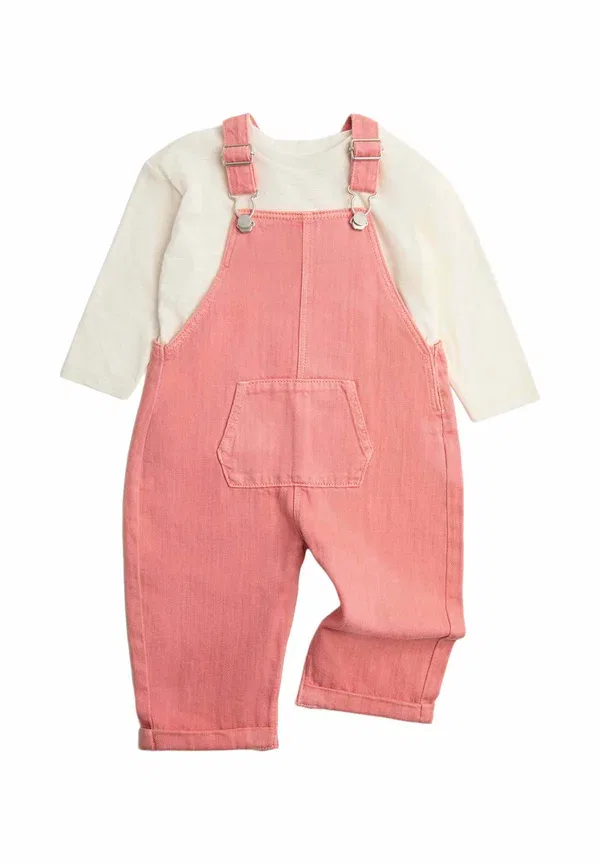Комплект из топа с длинным рукавом и джинсовых шорт из хлопка Marks & Spencer, pink, розовый