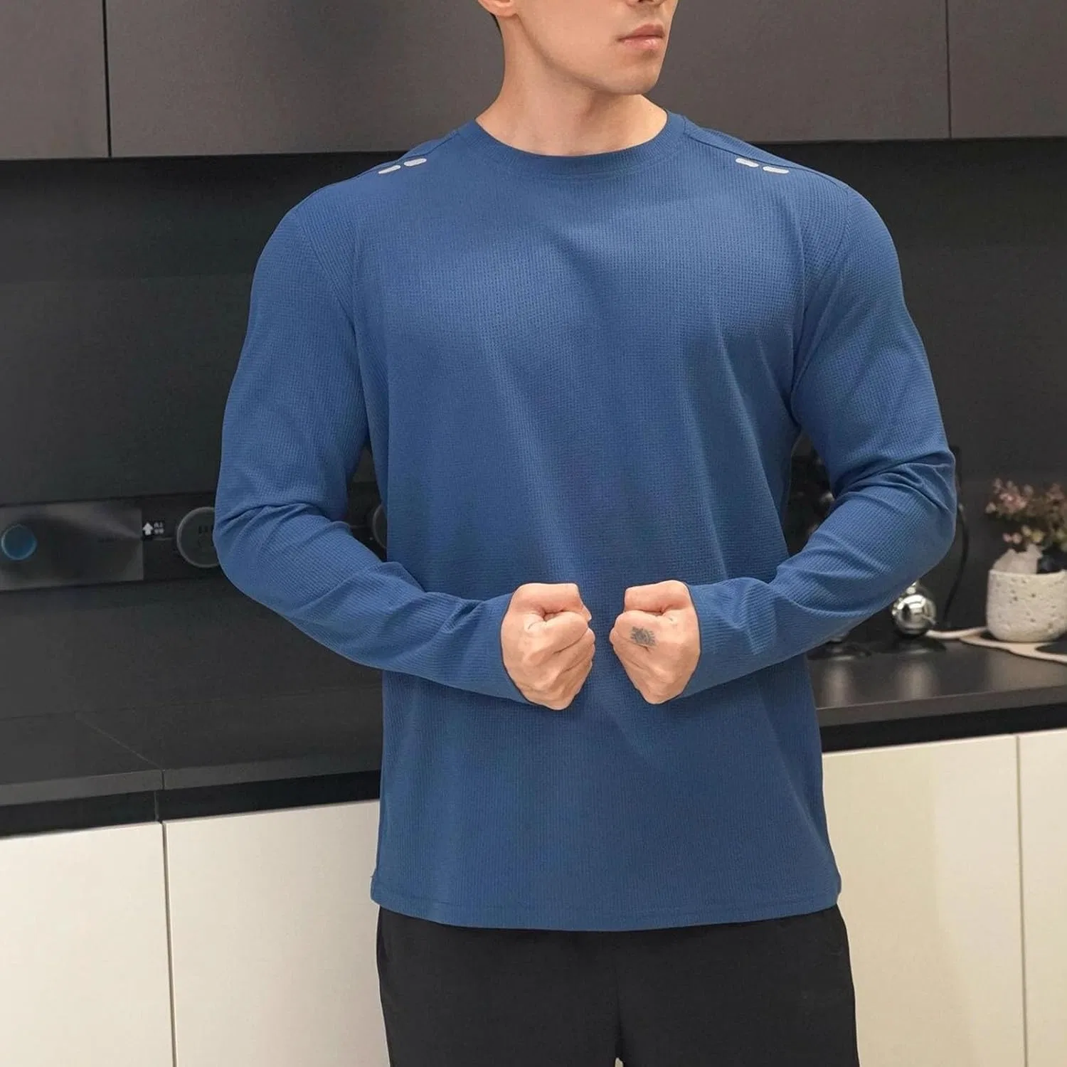 Мужская быстросохнущая футболка с длинным рукавом Crewneck, Dark Blue — фото 3