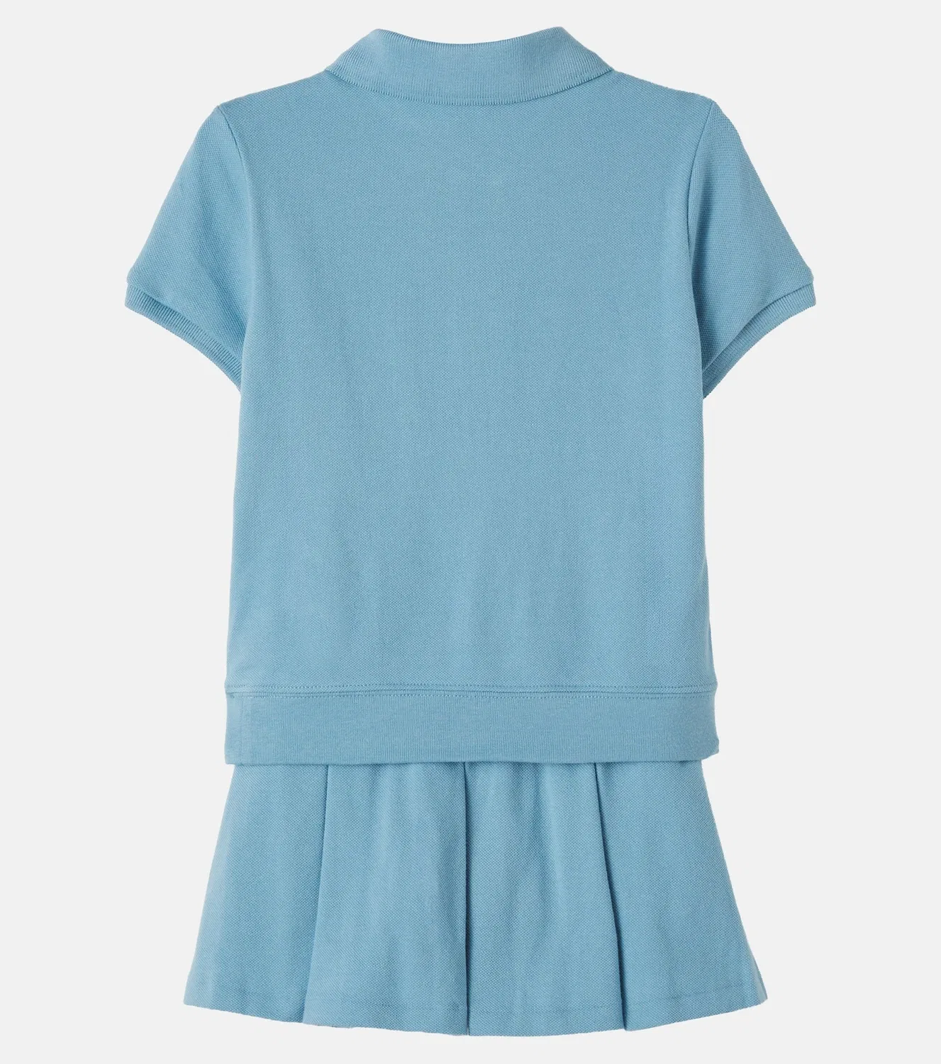 Комплект из юбки и футболки поло из хлопкового пике Polo Ralph Lauren Kids, синий — фото 3