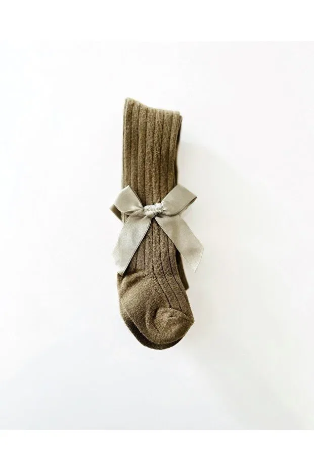 Детские колготки для девочек с бантиком Colored Baby, Khaki