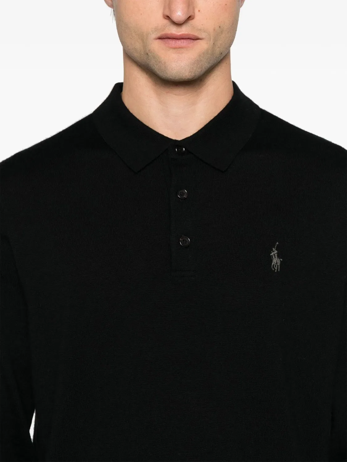 Polo Ralph Lauren Вязаная футболка-поло черного цвета — фото 2