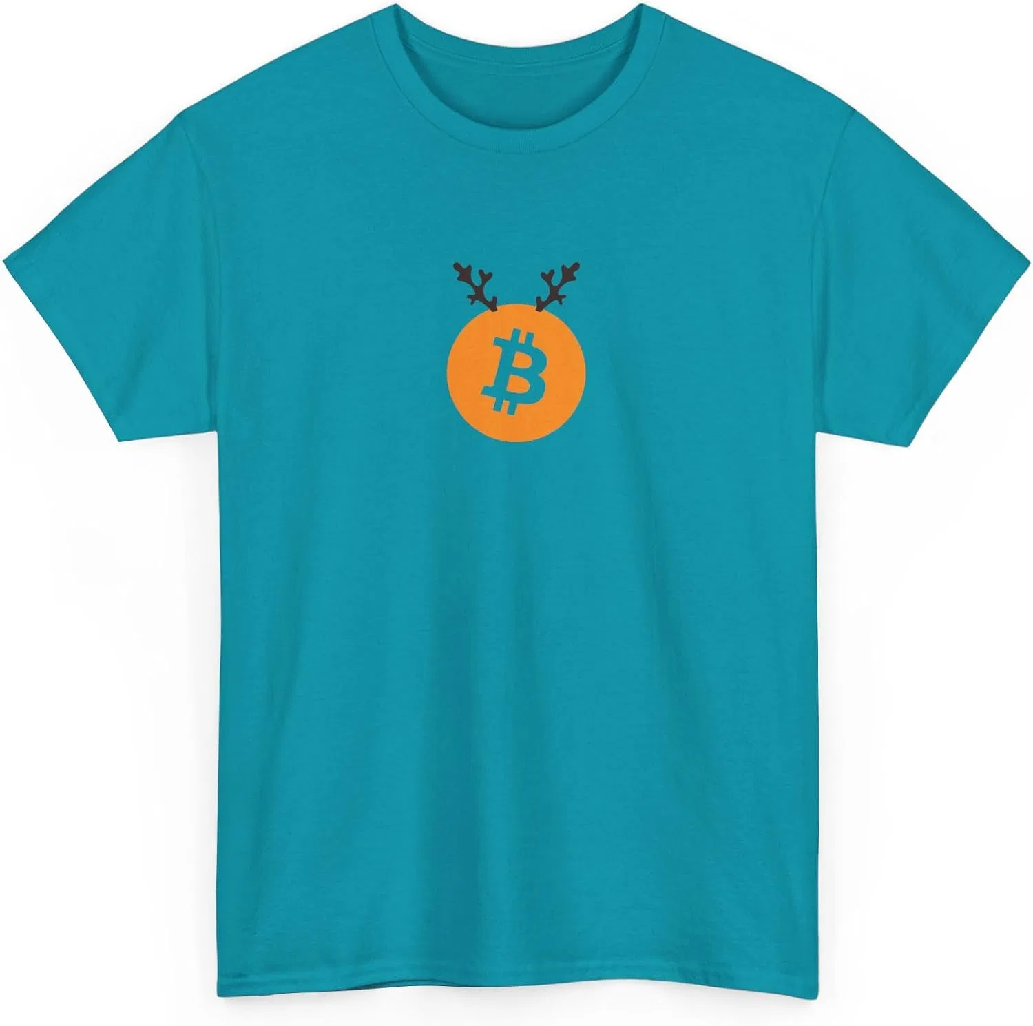 Женская футболка с рождественским оленем Bitcoin Gildan 5000, Tropical Blue