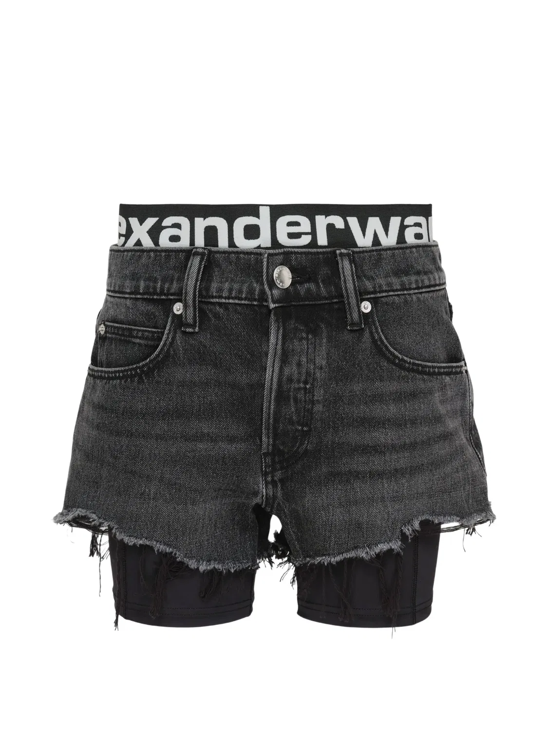 Шорты многослойные с логотипом черные Alexander Wang, черный