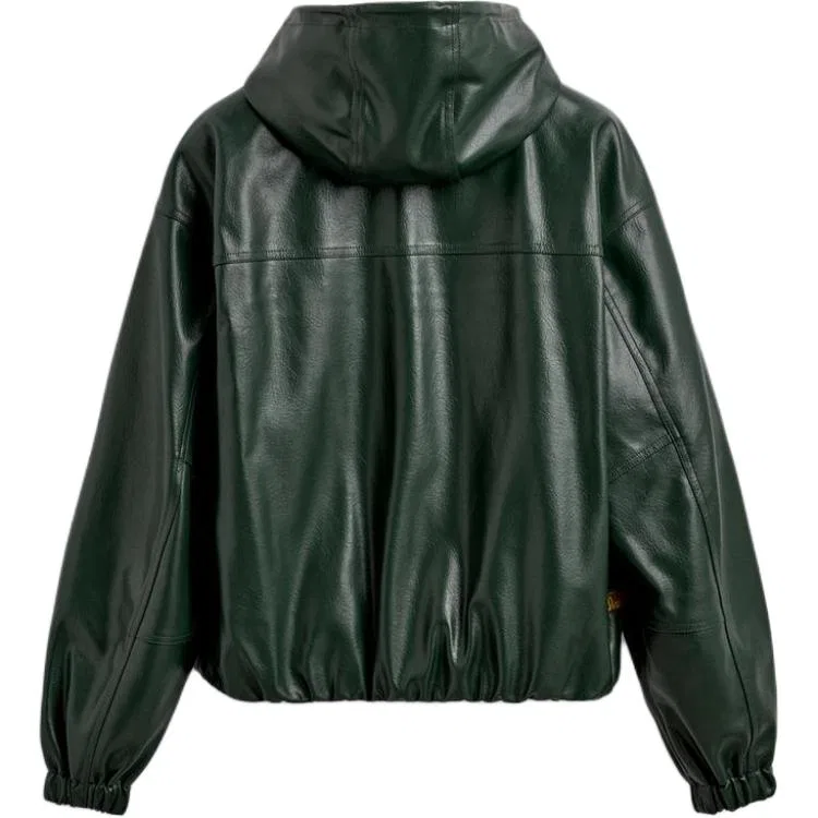Мужская куртка из кожи с капюшоном Green ZARA, Green — фото 3