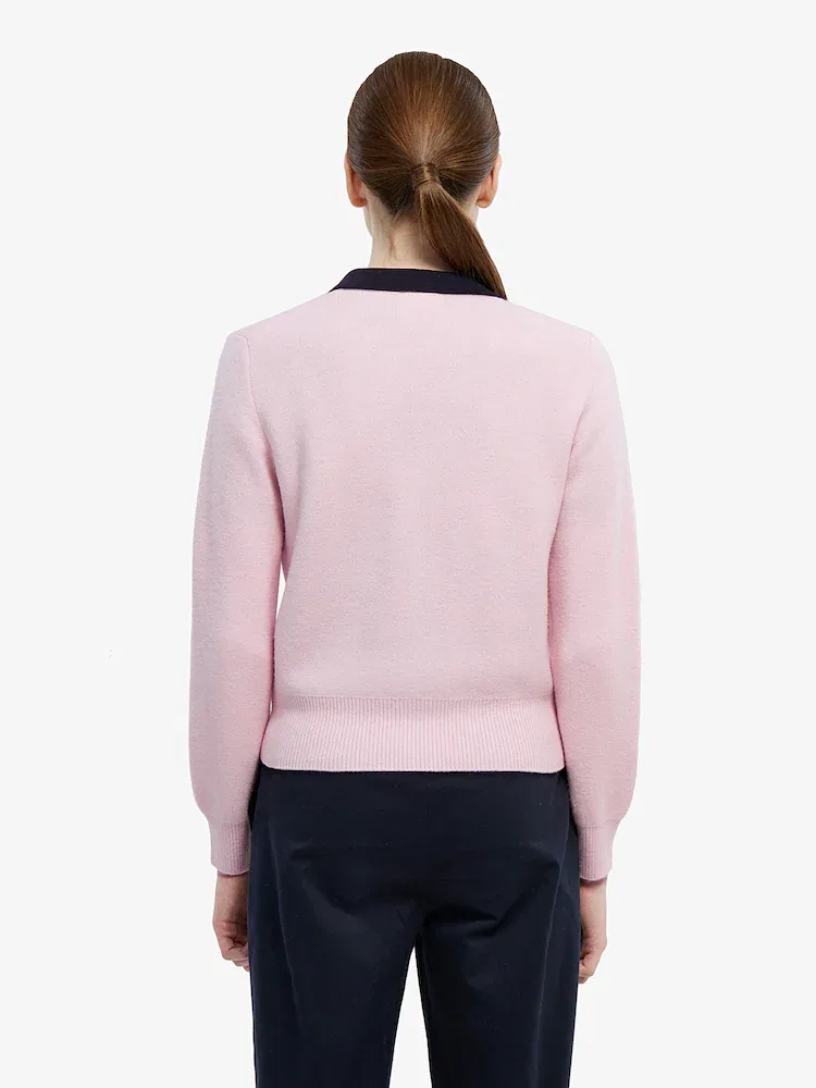 Кардиган LACOSTE Basic V-образный вырез, розовый — фото 3
