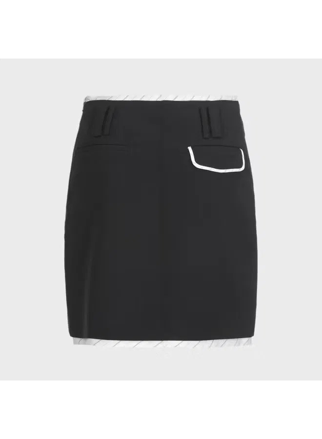 Юбка-трапеция мини с разрезом Zara, черный — фото 3