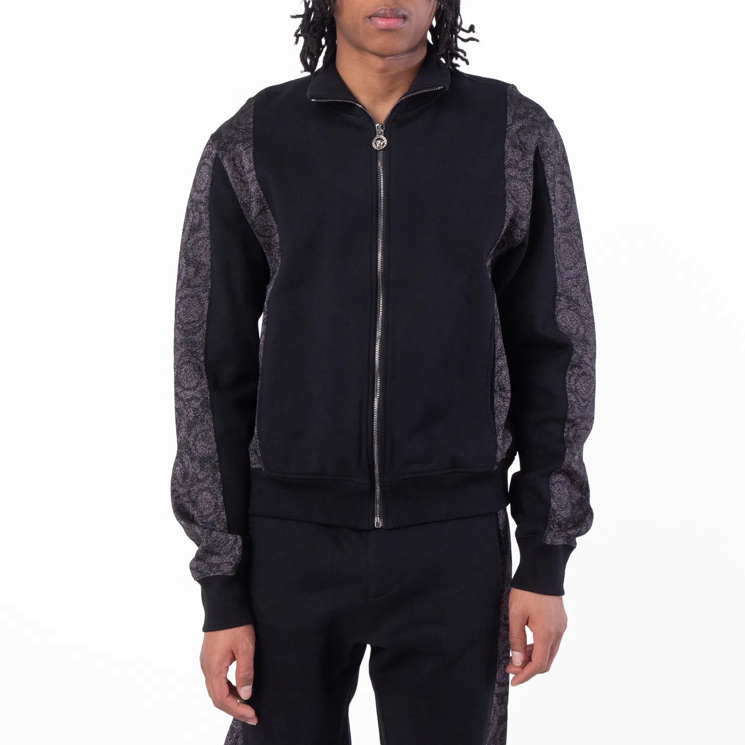 Свитшот с жаккардовым узором Barocco, с молнией Versace, Black