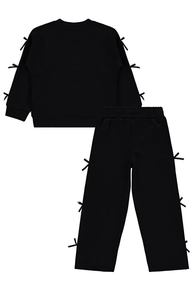 Детский комплект спортивного костюма для девочек с капюшоном Civil Girls, Black — фото 4