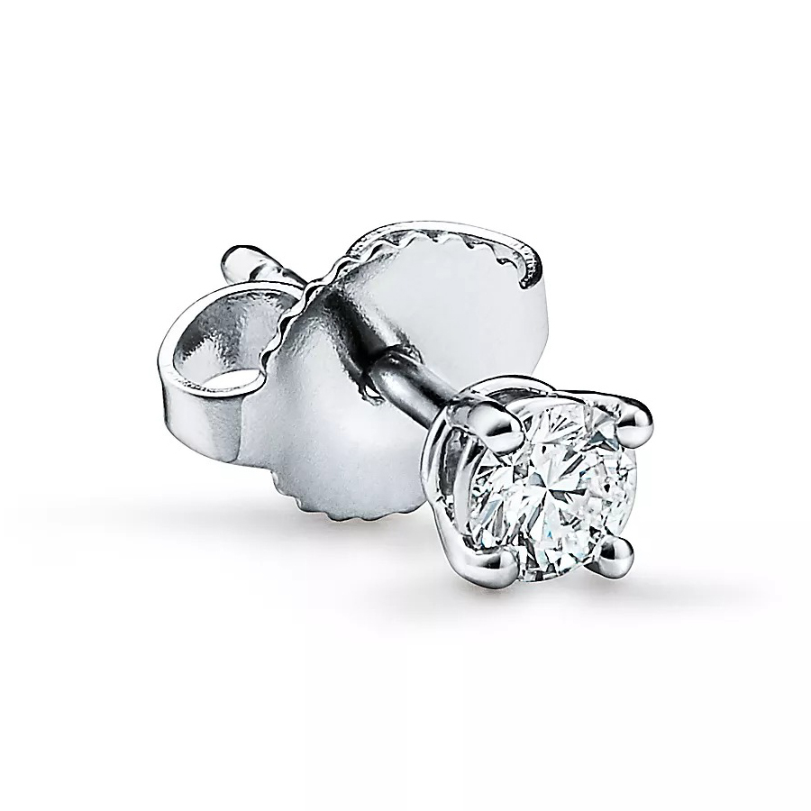 Серьги Tiffany & Co Solitaire Diamond Stud, платина — фото 2