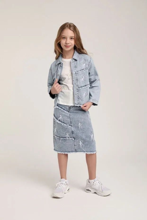 Детская куртка Mussness Premium для девочек 5-14 лет, синяя Hausekids