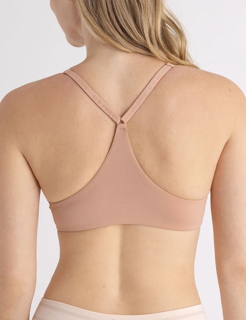 Женский комплект бюстгальтеров U.S. Polo Assn. Assorted Wire Free With Adjustable Straps, черный/белый/бежевый — фото 4