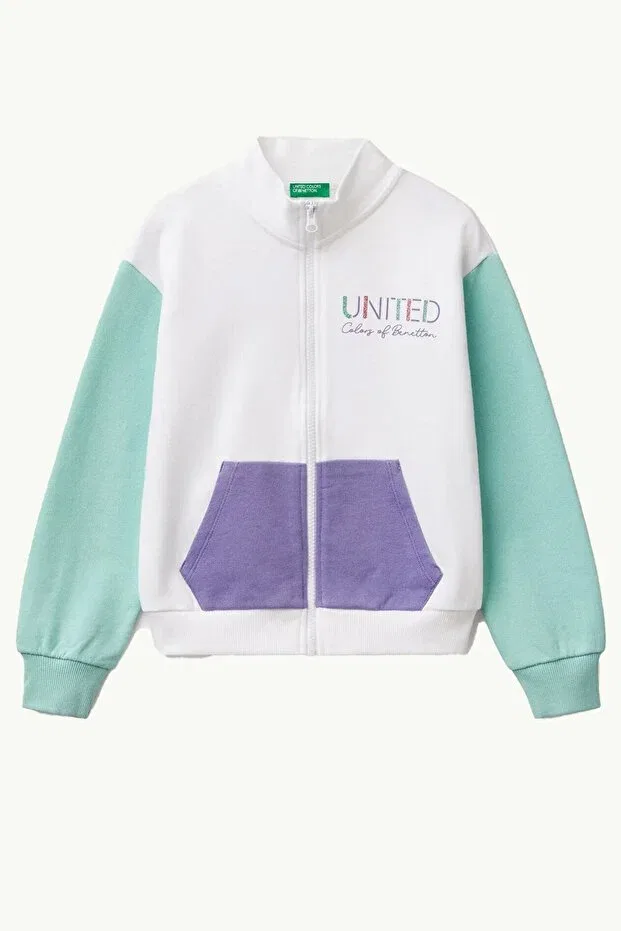 Детские свитшот для девочек с длинным рукавом Benetton, White