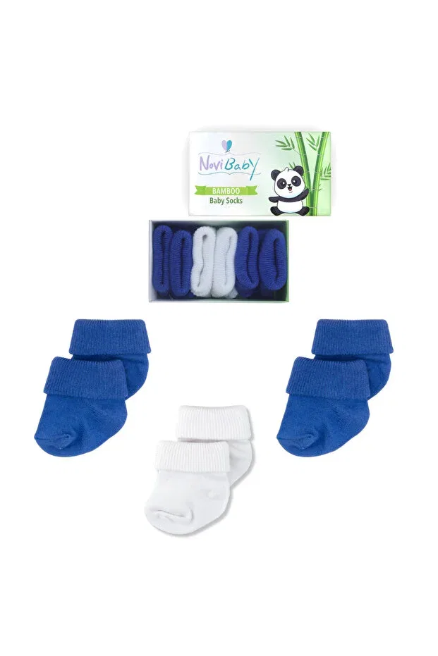 Детские носки для новорожденных хлопковые 3 пары Новогоднее Сияние Novibaby, Winter Blue