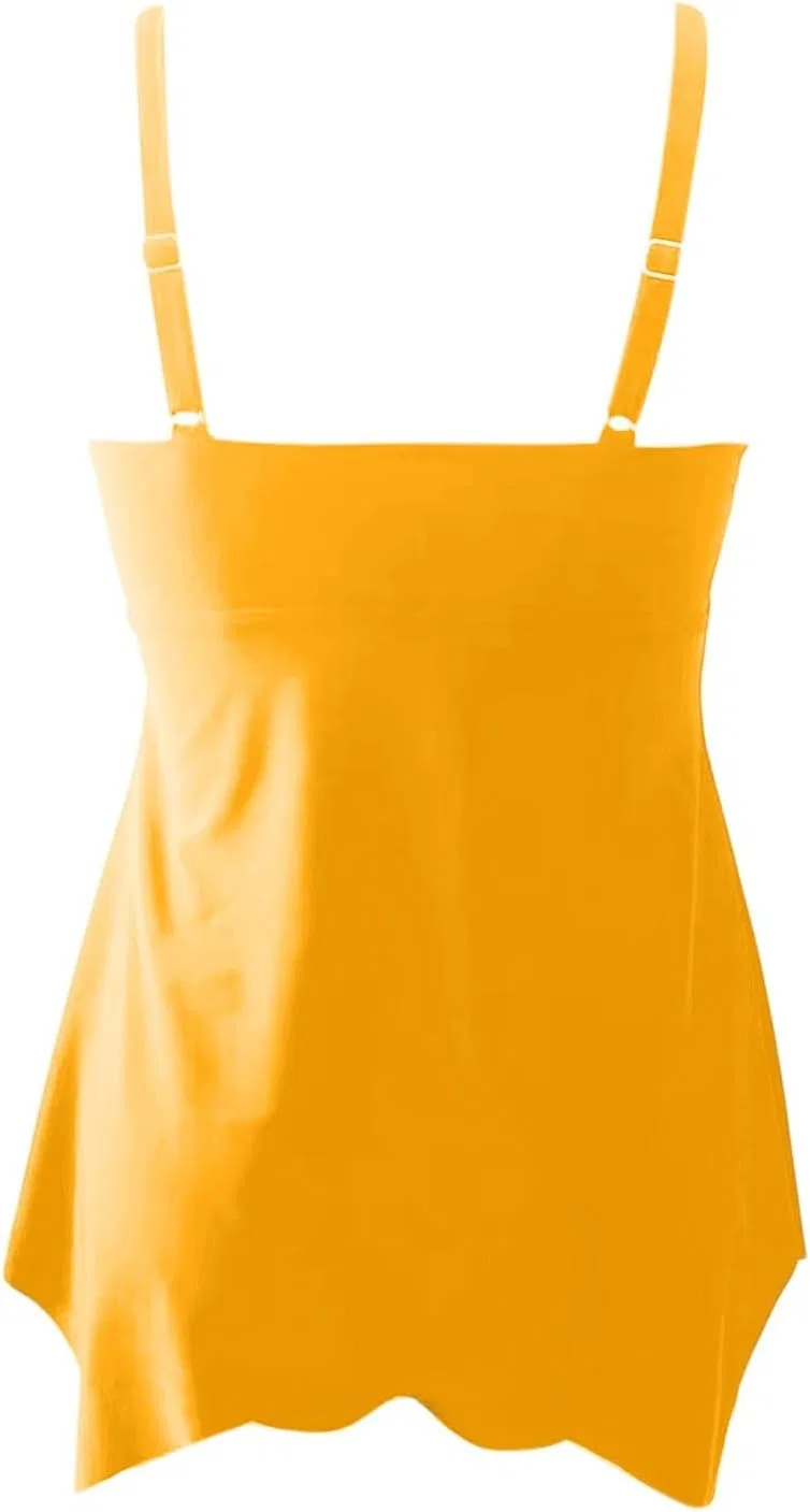 Женский слитный купальник-платье с эффектом утяжки Seamless, Yellow — фото 4