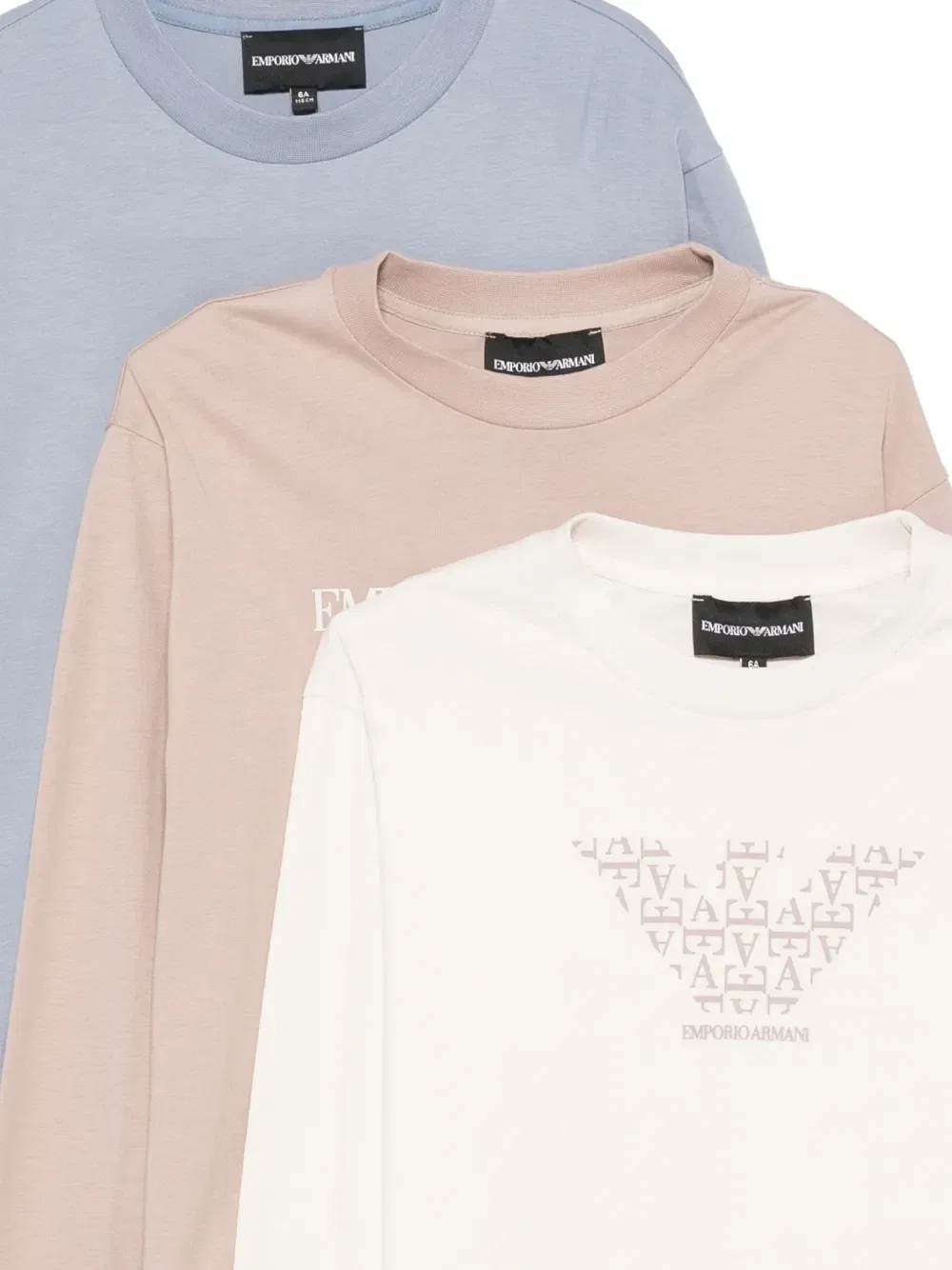 Футболка с длинными рукавами и логотипом (комплект из трех) Emporio Armani Kids, синий — фото 3