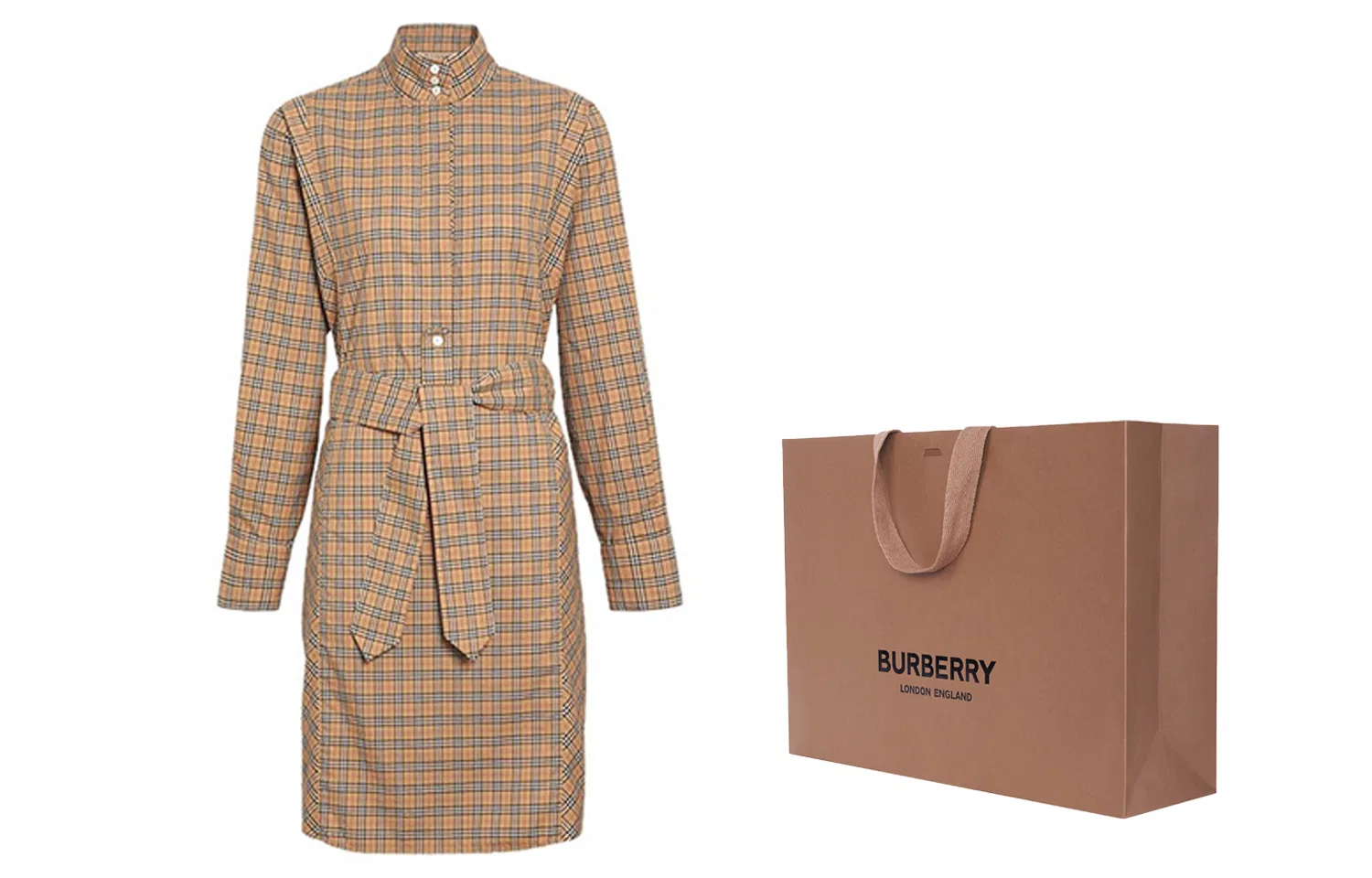 Женское платье с длинным рукавом классического стиля Burberry, Yellow