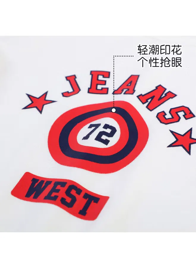 Футболка с принтом полосками для мальчиков, хлопковая, свободный крой, Jeanswest, белый — фото 4