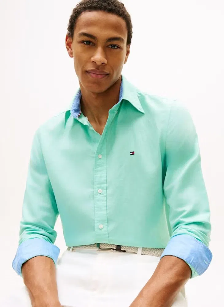 Рубашка с длинным рукавом Regular fit Tommy Hilfiger, бирюзовый