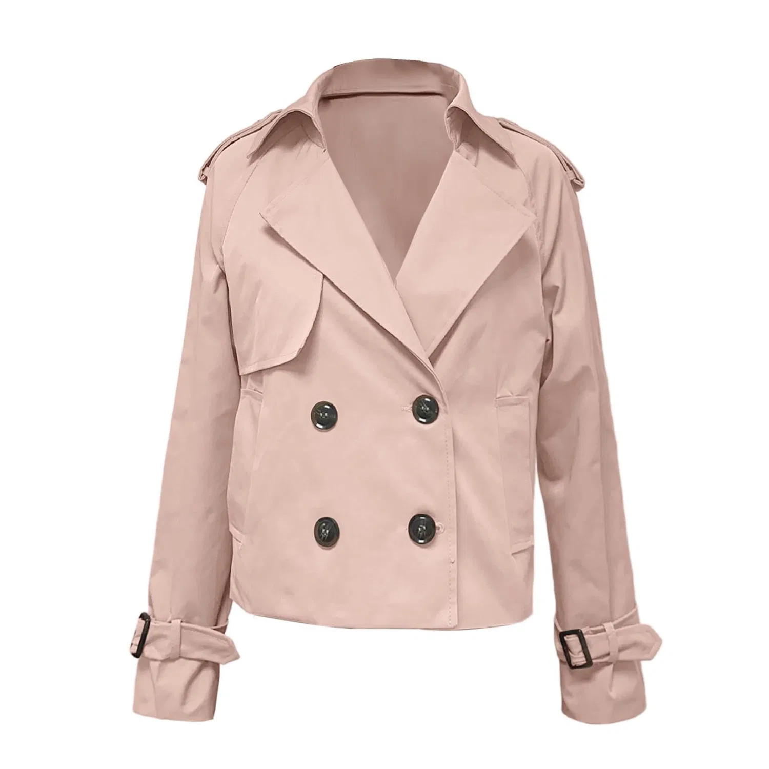 Женское короткое двубортное пальто с карманами, Colore: Rosa — фото 4