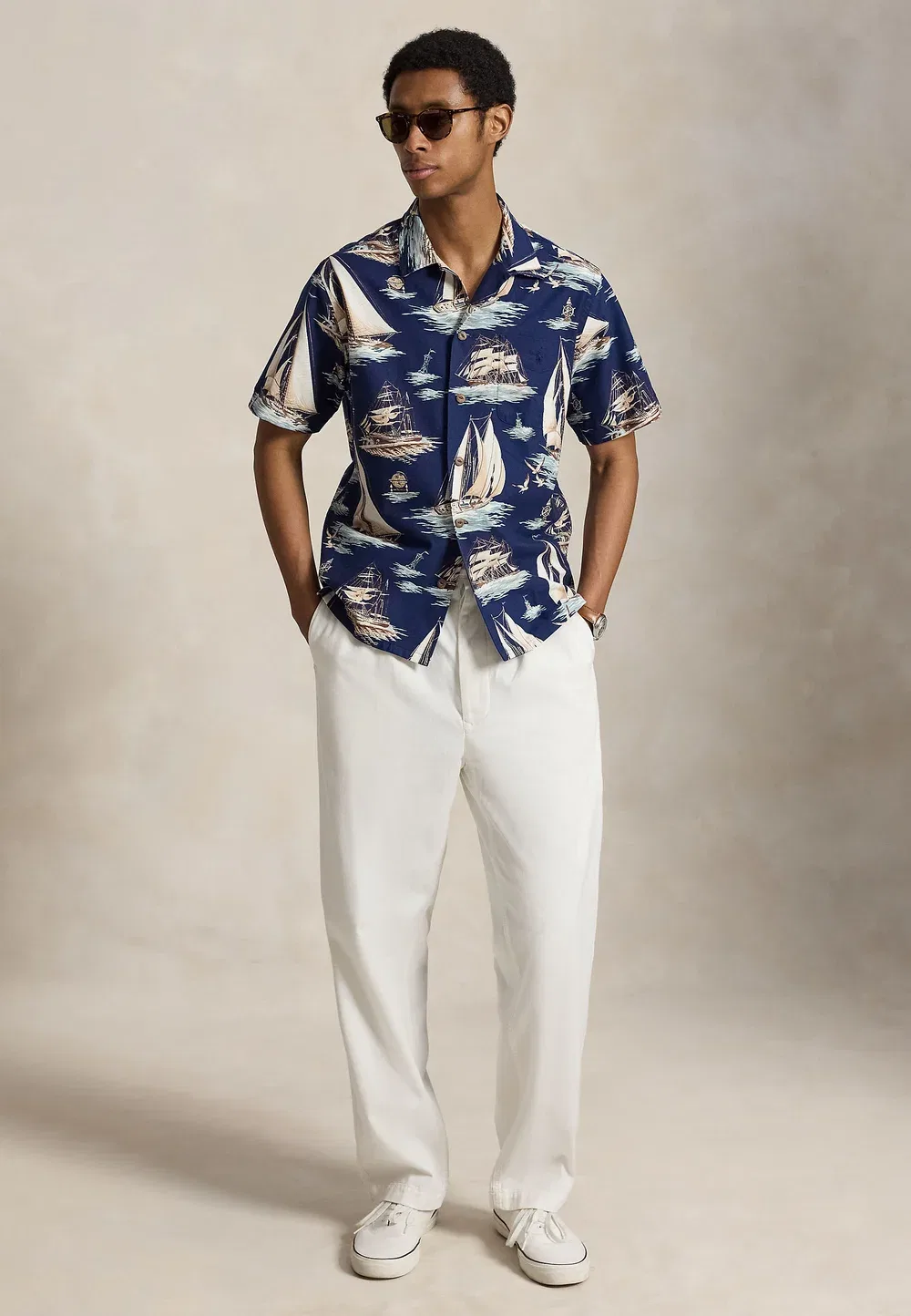 Классическая рубашка-оксфорд с принтом парусника Polo Ralph Lauren, Vintage Schooners — фото 2