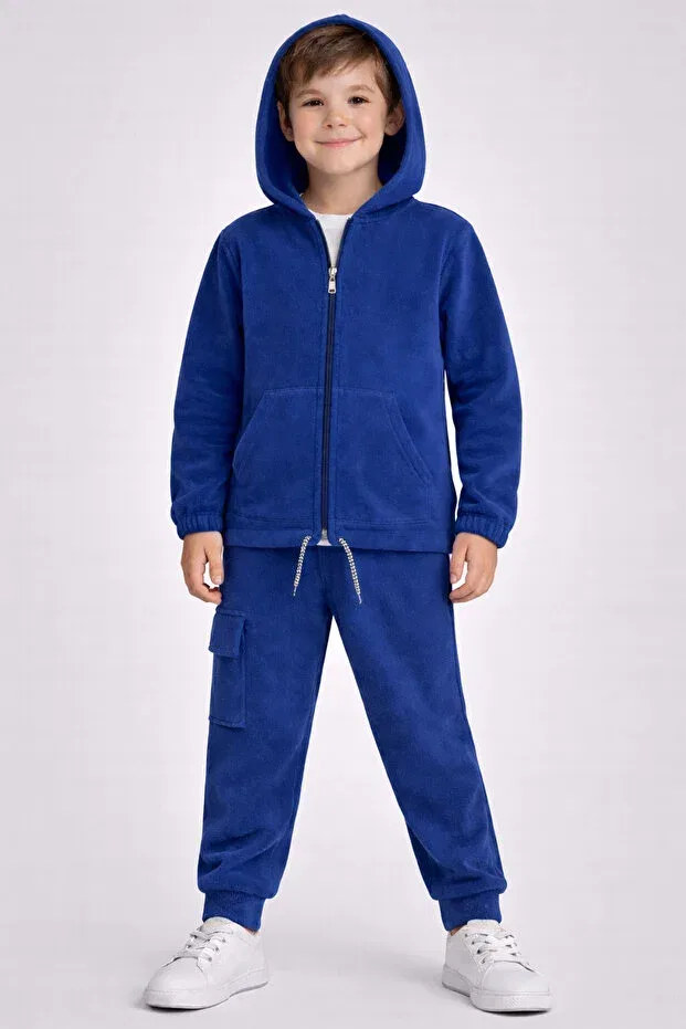 Детский спортивный костюм для мальчиков из флиса с капюшоном Gonca Bebe, Navy Blue