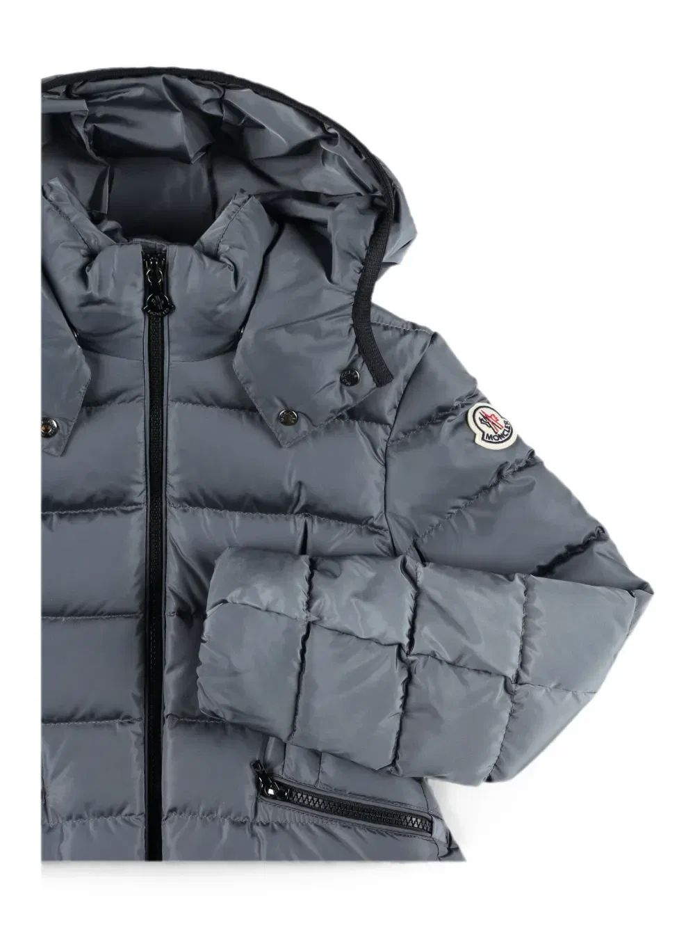 Пальто стеганое с капюшоном Moncler Enfant, серый — фото 3