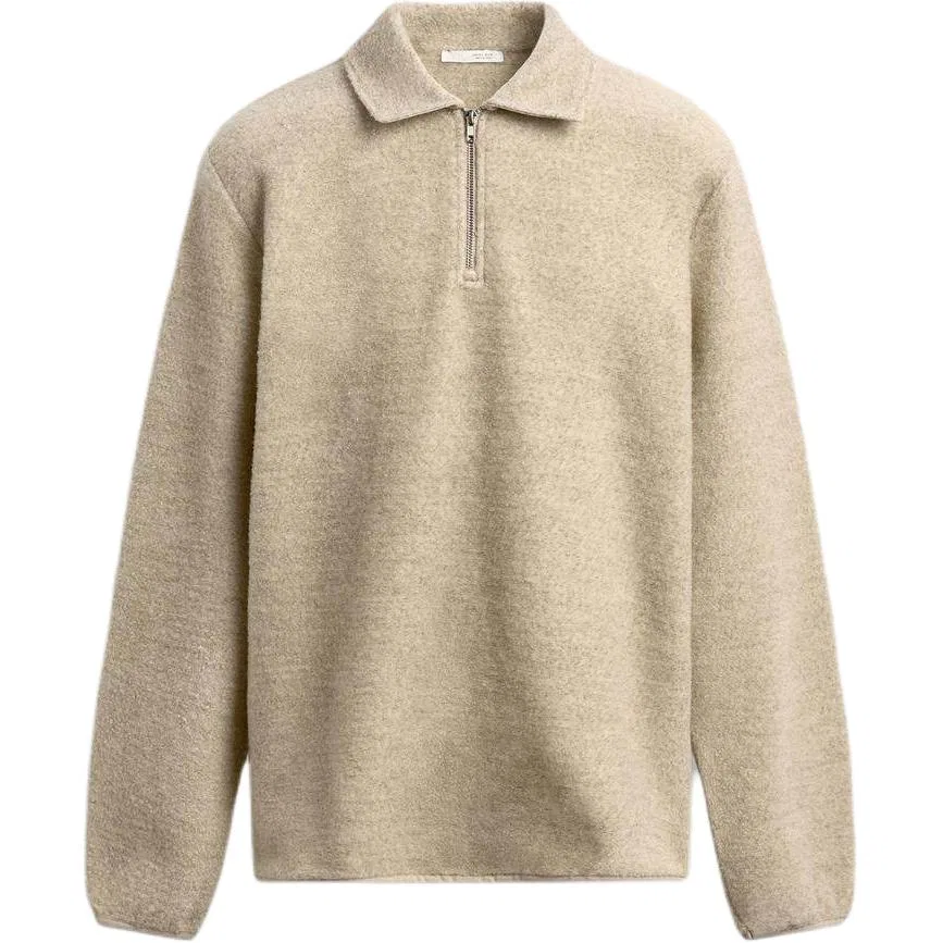 Мужской свитшот с воротником Белый ZARA, Raw White