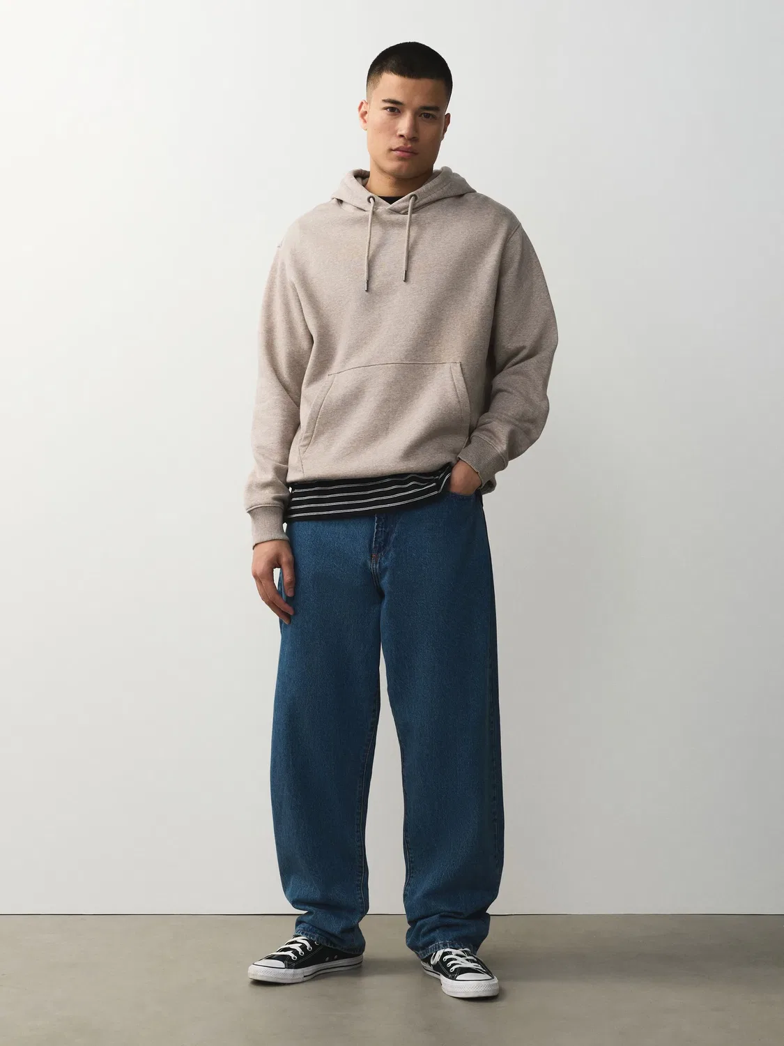 Худи Regular Fit Heavyweight Cotton Rich Jersey, Neutral Marl Next — фото 2