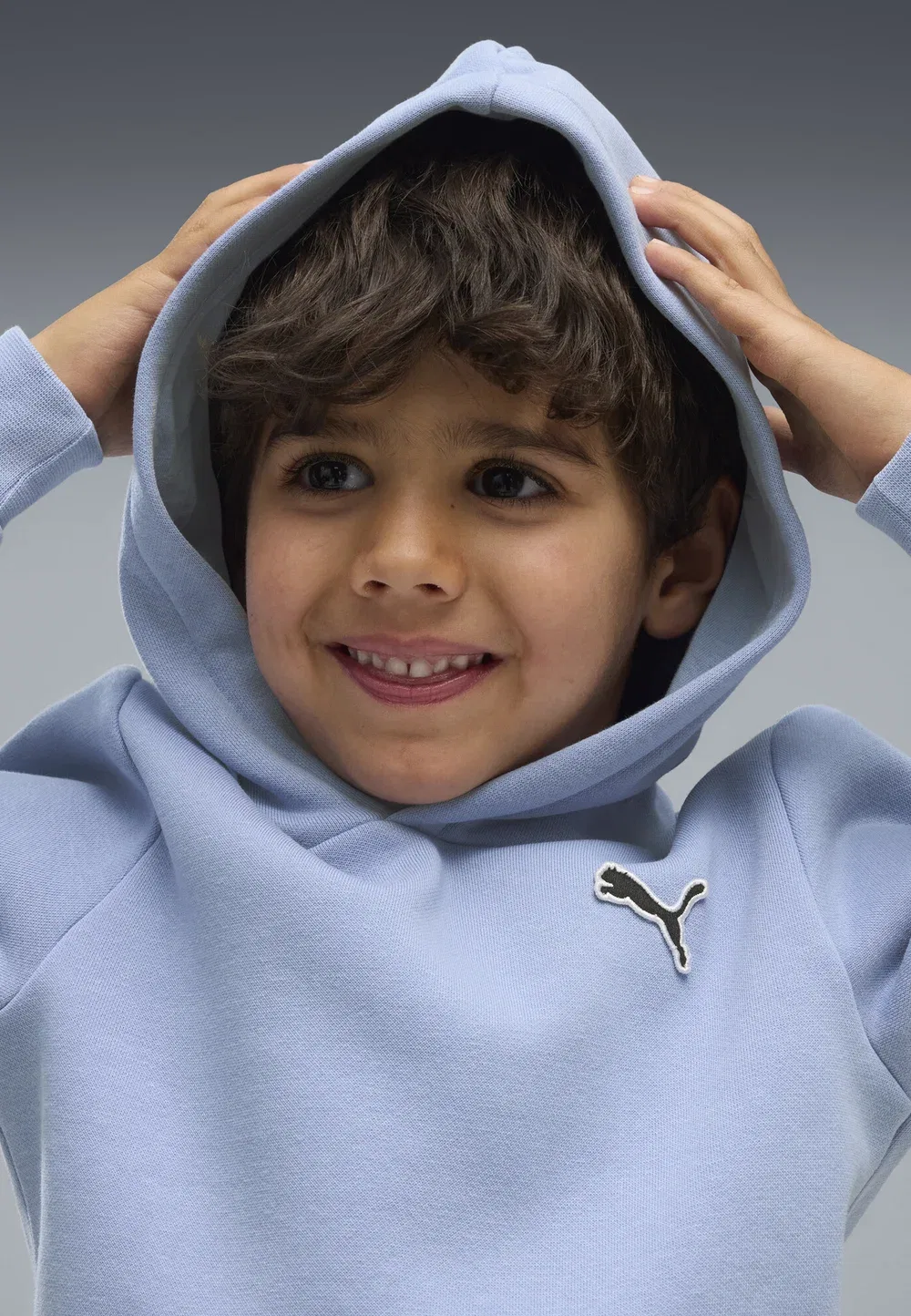 Толстовка с капюшоном из флиса с изображением кошки, унисекс - худи Puma, Chambray Blue