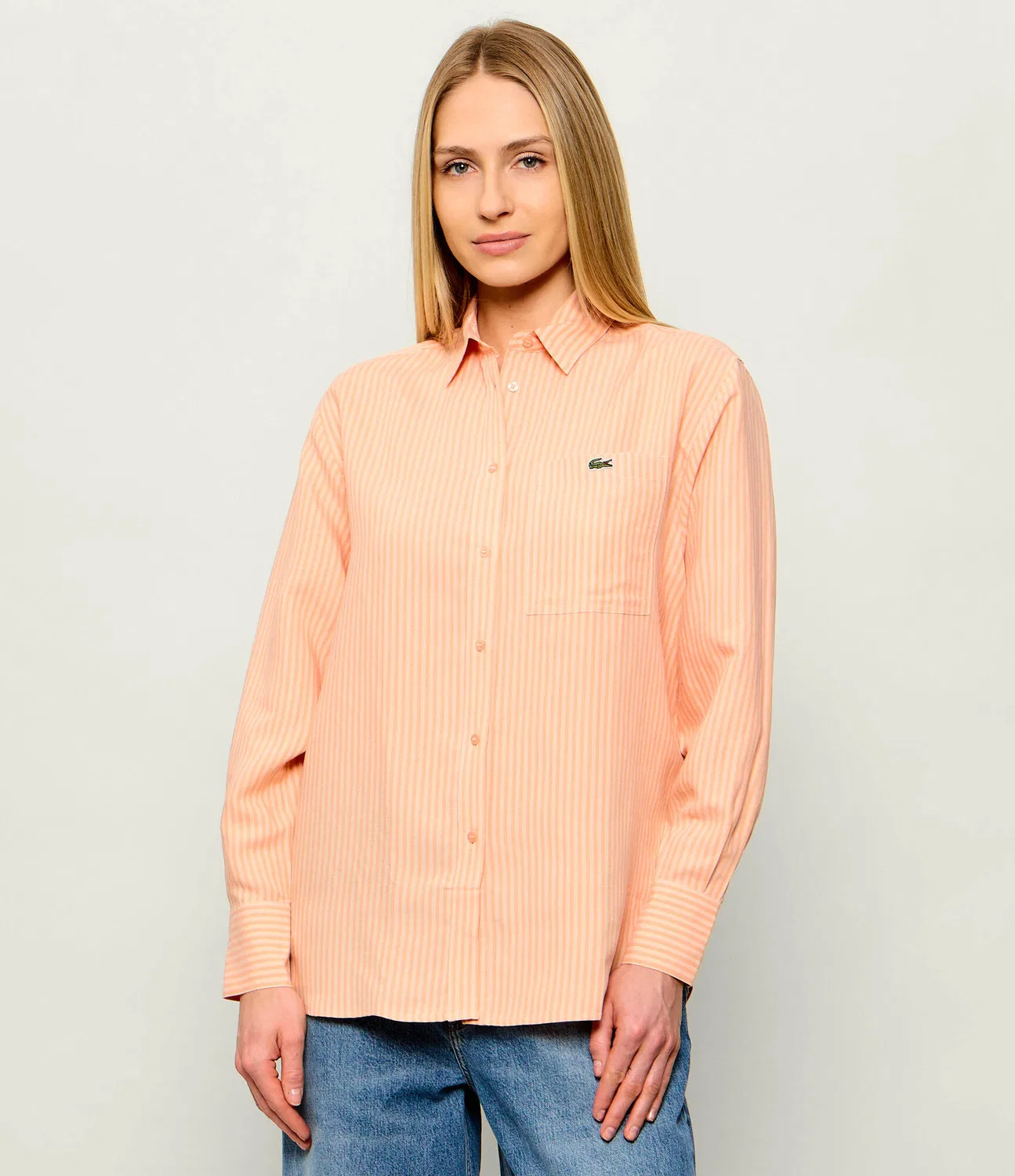 Рубашка из льна свободного кроя Lacoste, Arancione