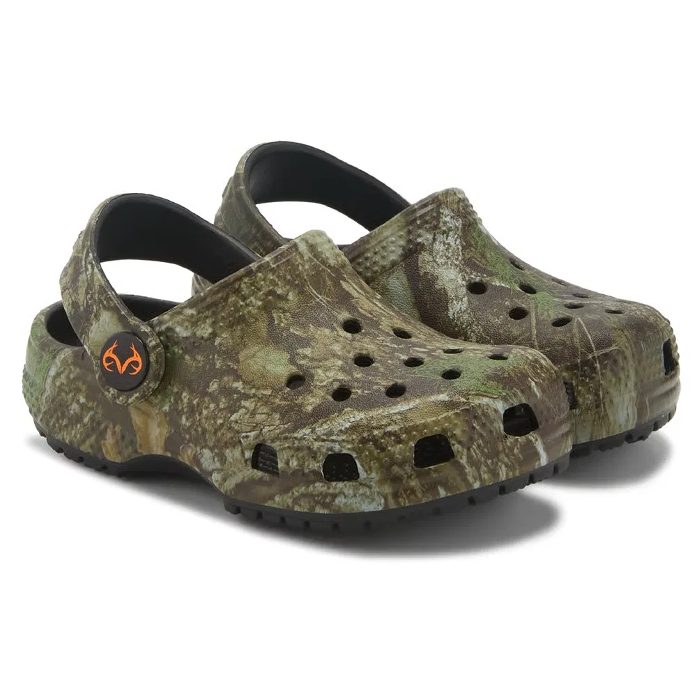 Детские классические сабо с графическим рисунком для малышей Crocs, Green Realtree Camo