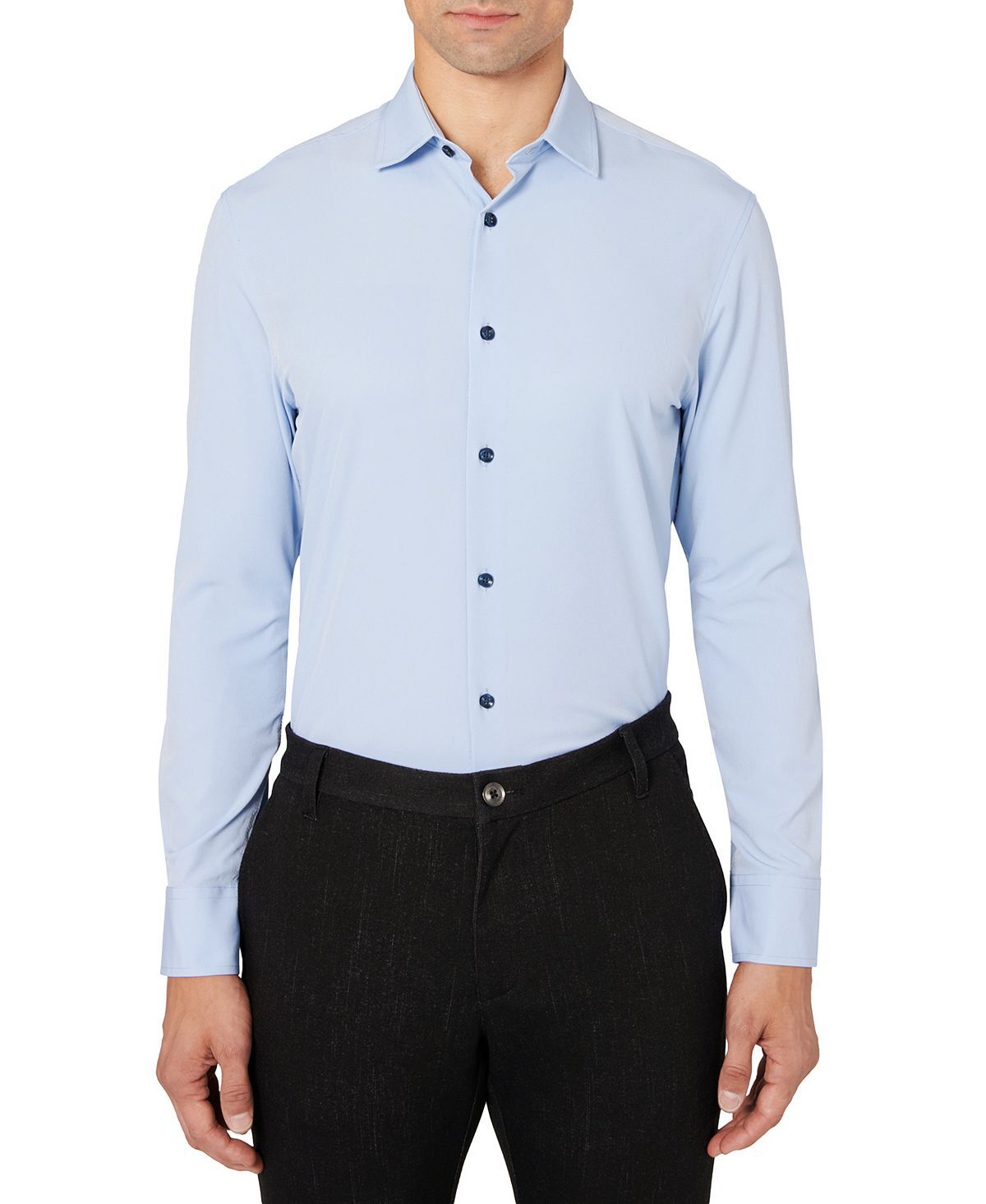 

Мужская классическая рубашка slim-fit solid performance stretch cooling comfort ConStruct, светло-синий